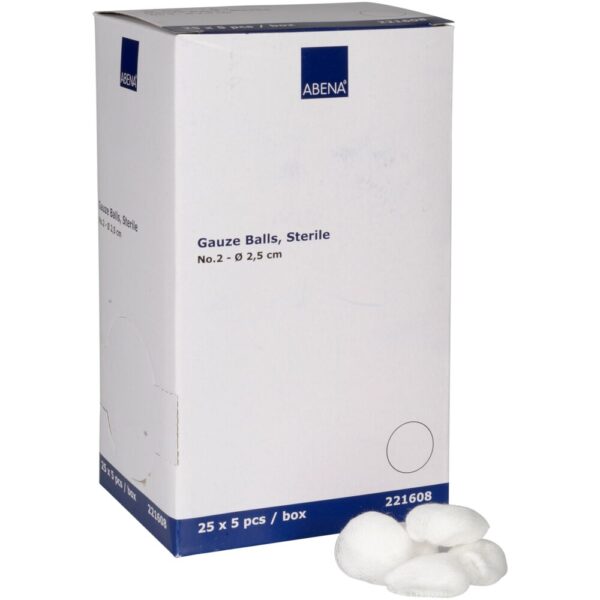Gazetampon, Abena, Ø2,5cm, nr. 2, 5 stk./pouch, steril, 125 stk.