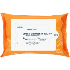 Overfladedesinfektionserviet, Plum WipeClean , 20x20cm, Mini, 80% ethanol -100 stk.