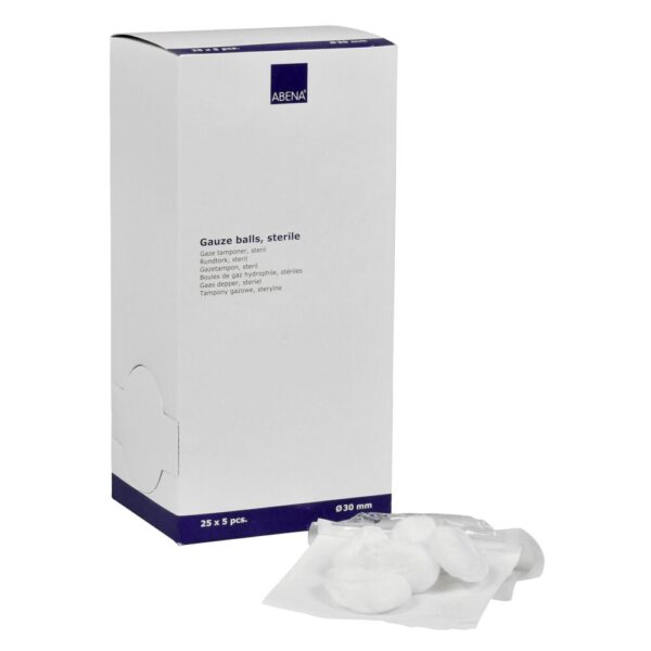 Gazetampon, Abena, Ø3cm, nr. 3, 5 stk./pouch, steril, 125 stk.