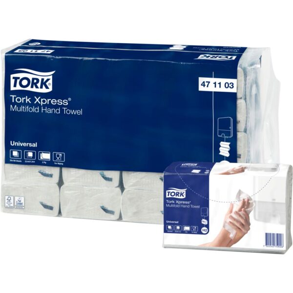 Håndklædeark, Tork H2 Universal, 2-lags, Z-fold, genanvendt papir, 23,4x21,3/8cm, 3800 stk.