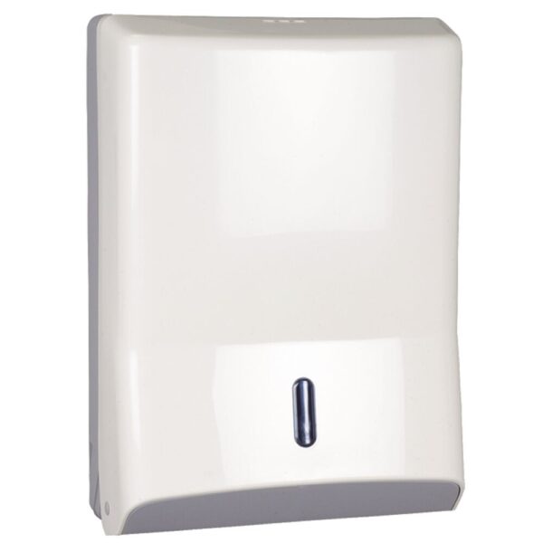 Dispenser, Maxi, 14x28x40cm, hvid, plast, til alle typer håndklædeark