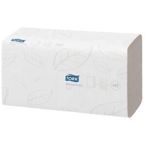 Håndklædeark, Tork H2 Advanced, 2-lags, Z-fold, blandingsfibre, 24x21,3/8,5cm, 3780 stk.