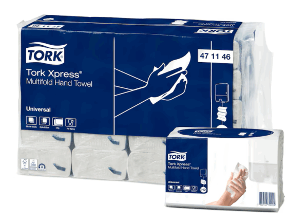 Håndklædeark, Tork 471146 H2 Universal, 2-lags, Z-fold, blandingsfibre, 21,5x24cm/8cm, 3800 stk.