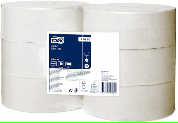 Tork Jumbo toiletpapir T1, universal, 1-lags, 480m, 120160, 6 stk.