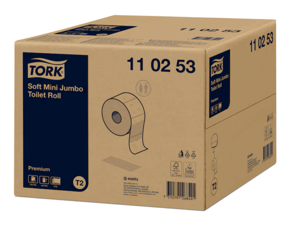 Tork Jumbo mini toiletpapir T2, premium, 2-lags, 170m, 110253, 12 stk.