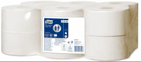 Tork Jumbo mini toiletpapir T2, advanced, 2-lags, 170m, 120280, 12 stk.