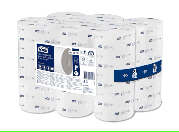 Tork OptiServe toiletpapir T7, uden hylse, premium, 3-lags, 63,3m, 472650, 18 stk.