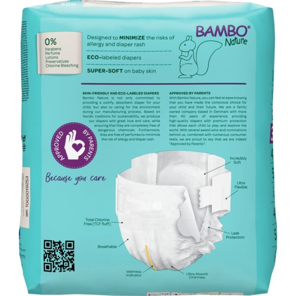 Børneble, tapeble, Abena 1000019253, miljømærket, Bambo Nature, Størrelse 3, 4-8 kg, 168 stk. - Billede 2