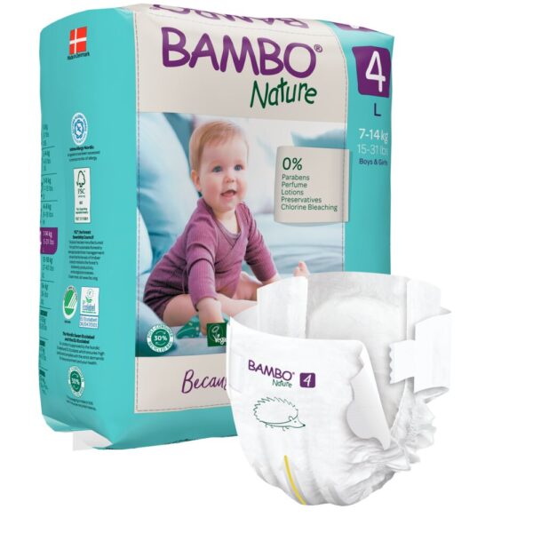 Børneble, tapeble, Abena 1000019253, miljømærket, Bambo Nature, Størrelse 5, 12-18 kg, 132 stk.
