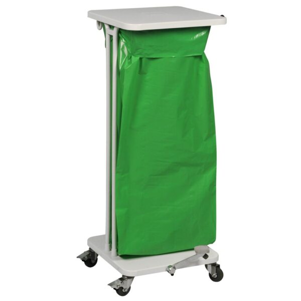 Affaldsstativ, Sækko-Boy, hvid, pulverlakeret stål, 100-120 l, med pedal og soft close låg