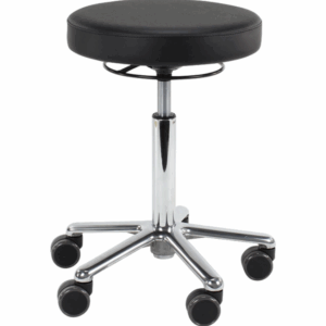 Taburet, Ø33cm, sort, rundt sæde, 53-68 cm