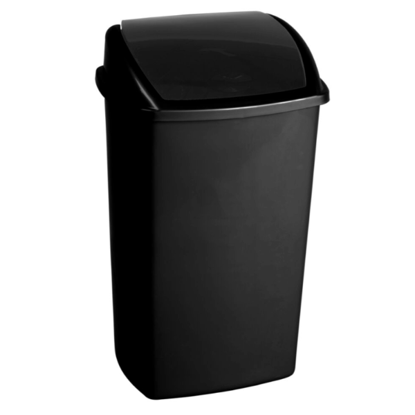 Affaldsspand, sort, plast, 50 l, med sving låg, forberedt til vægmontering
