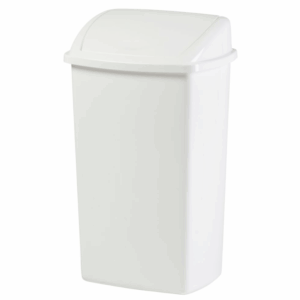 Affaldsspand, hvid, plast, 50 l, med sving låg, forberedt til vægmontering