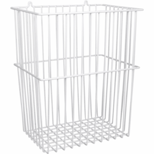 Trådstativ, hvid, stål, forberedt til vægmontering, med løkker til ophæng