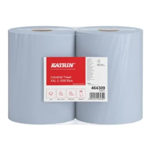 Aftørringsrulle, Katrin 464309, 2-lags, blå, 360m, 2 stk.