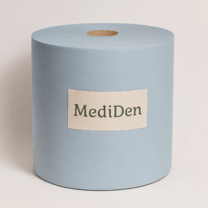 Værkstedsruller, MediDen, 2-lags, blå, 250m x 24,5cm, Ø28cm, 2 stk.