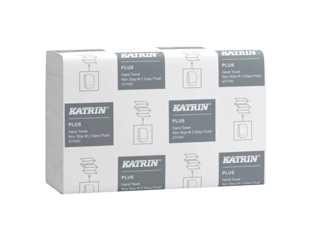Håndklædeark, Katrin plus 38893, 2 lags, Z-fold, nyfiber, 24x20,6/8,5cm, 2700 stk.
