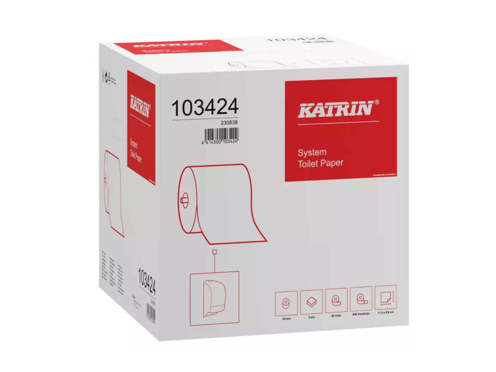 Toiletpapir, Katrin 103424, 2-lags, 92m, 36 stk. - Billede 2