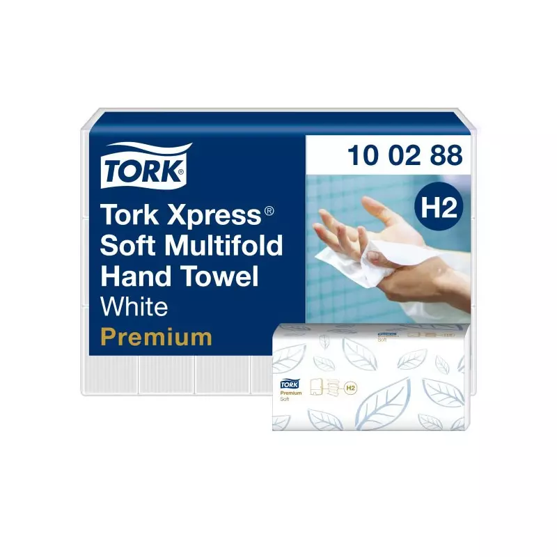 Håndklædeark, Tork 100288, H2, premium, 2-lags, kædefoldet, 21x34x8,5cm. - 2310 stk.