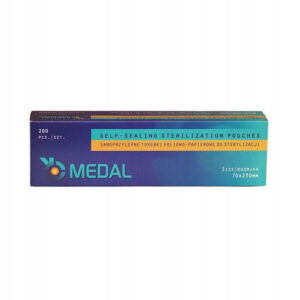 Autoklavepose, MEDAL, med klæb, uden fold, 7x23cm. - 200 stk.