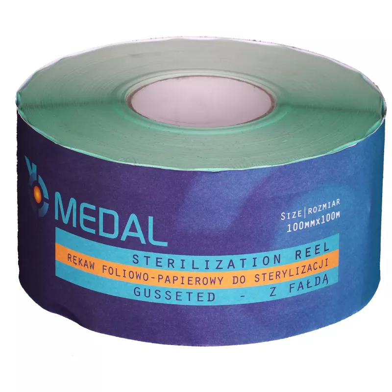 Autoklaverulle, MEDAL, med fold, 10cmx100m. - 1 stk.